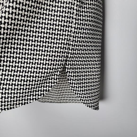 Talbots Blouse Small Black White Houndstooth Long Sleeve Work Top Career Wear - Picture 9 of 11